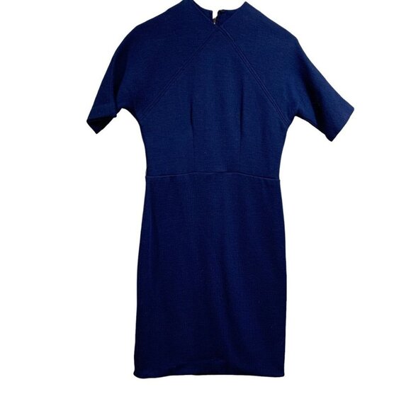 Harry S. Epstein Navy Blue Short Sleeve Sheath Dress 1960s Vintage - Picture 1 of 9